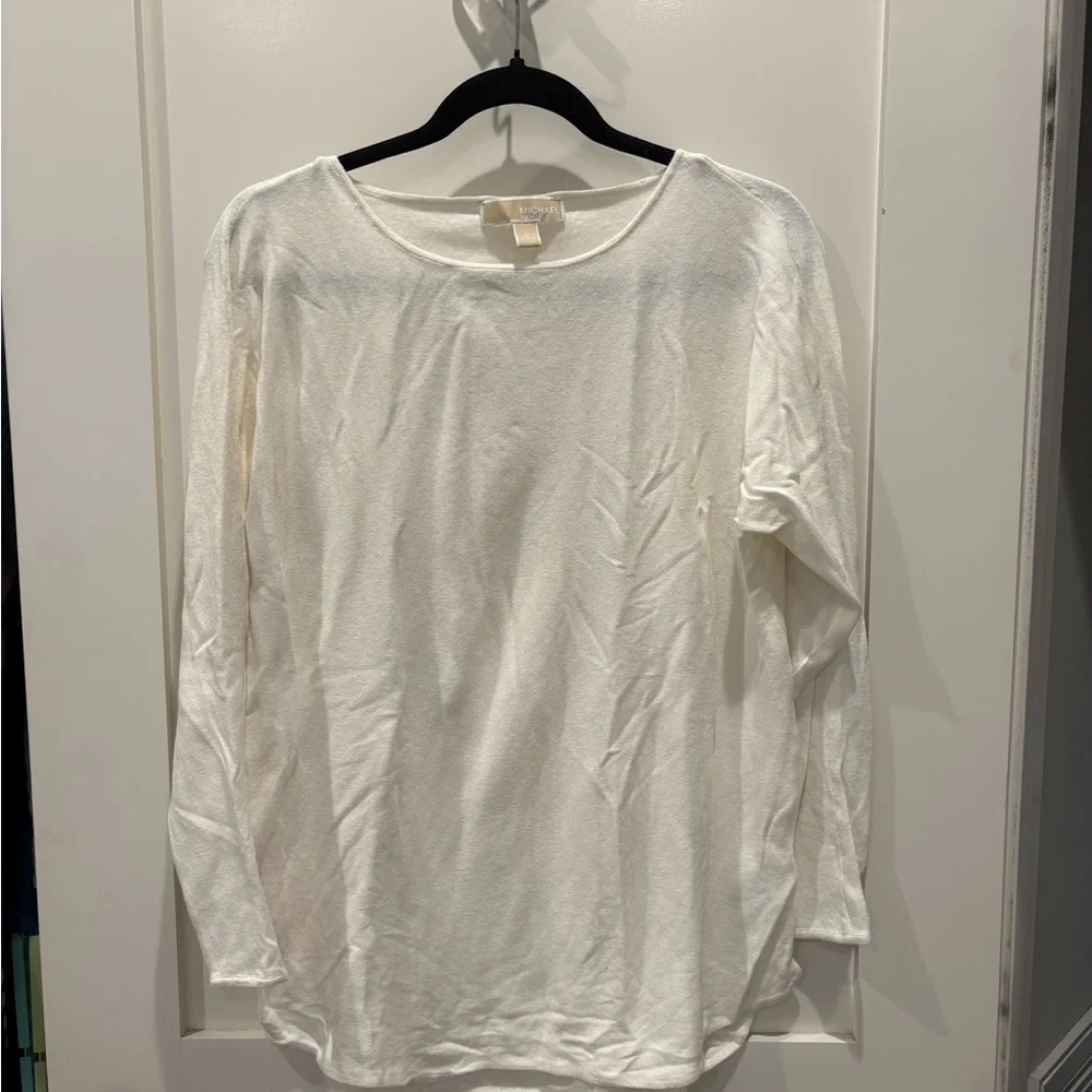 Michael Kors Cream Long Sleeve Crew Top